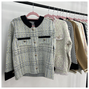 Venta minorista en línea <span class=keywords><strong>al</strong></span> <span class=keywords><strong>por</strong></span> <span class=keywords><strong>mayor</strong></span> Blazers señoras mujeres Tweed ropa Stock suéter de las mujeres, compra a granel coreano Tweed <span class=keywords><strong>blazer</strong></span> Thrift - Product Image 4