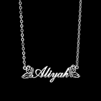 Collier personnalisé avec nom, simple, creux, double papillon, lettre, plaqué or, lien en acier inoxydable, style hip hop, pour femmes et hommes