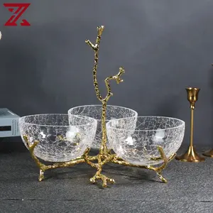 Light luxury fancy fruit bowl household living room tea table glass snack candy dry fruit bowl with stand