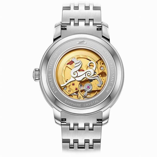 Beijing Red Star Chinese Zodiac Watch 42mm Silver Dog Man Men Stainless Steel Watch Automatic Mechanical Skeleton Watch Fashion
