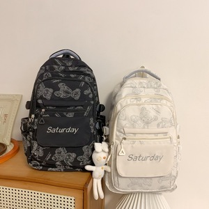 Cute Korean Style <b>Backpack</b> For Girls 15 Inches School Education Letter Pattern Interior Zipper Pocket Soft Handle - Product Image 1