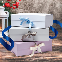 Boîte cadeau magnétique de luxe haut de gamme avec ruban pour emballage cosmétique, logo personnalisé, boîte en papier rigide pliable avec aimant