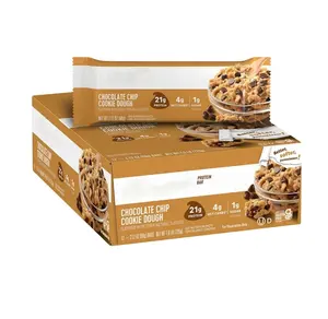 Wholesaler OEM Best selling Nutrition Chocolate Chip Cookie Dough Protein Bars Rich Protein Low Carb 12 Counts for Adults & Kids