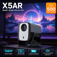 Projecteur intelligent ROJIN X5AR Android 14, 500 ANSI, 1080P natif, HDR10+, décodage 8K, mise au point automatique, cinéma maison