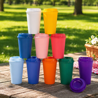 Tasses à café réutilisables de 16 oz avec couvercles, gobelets en plastique givré pour boissons chaudes et boissons froides, tasses de voyage