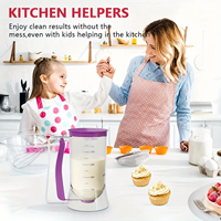 Distributeur de pâte à crêpes en plastique grande capacité 1000 ml avec échelle de mesure, verseur de pâte à cupcakes et muffins à large ouverture, outils de pâtisserie