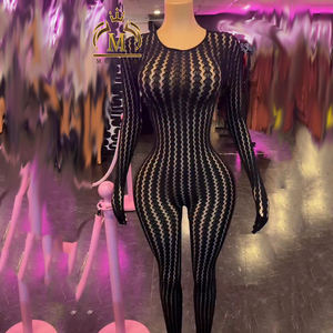 Trendige Damen Mode Fell-Patchwork Ausgeschnittene Rompers <span class=keywords><strong>Sexy</strong></span> Club Bodycon Jumpsuits Damen Einteiler Schwarze Rompers 2026 - Product Image 1