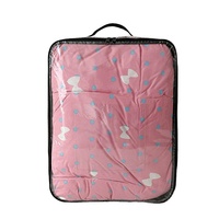 Sac d'emballage en PVC transparent avec logo personnalisé, poignée, fermeture éclair et cordon long pour couettes, couvertures, draps et articles ménagers