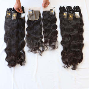 Tissage à cuticules alignées, cheveux vierges indiens, 100% Remy, vison brut, cheveux brésiliens naturels, avec Closure, vente en gros - Product Image 1