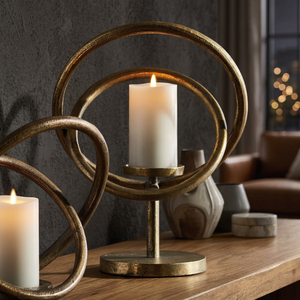 AK Latón Anillos redondos Portavelas de metal en oro Acabado antiguo Diseño único a precio al por mayor para la decoración interior del hotel - Product Image 3