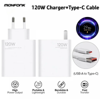 Charger USB 33W 67W 120W Laris Manis, Kabel USB C 6A, Adaptor Daya Pengisian Cepat USB-A untuk Xiaomi Mi11/Mi112 Pro
