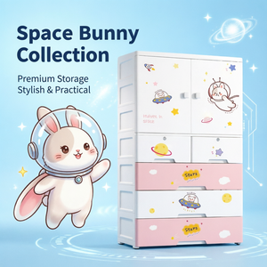<span class=keywords><strong>Armoire</strong></span> pour enfants avec design de lapin spatial de dessin animé, <span class=keywords><strong>armoire</strong></span> de rangement en plastique pour vêtements et jouets de bébé, pour la chambre des filles et le salon - Product Image 1