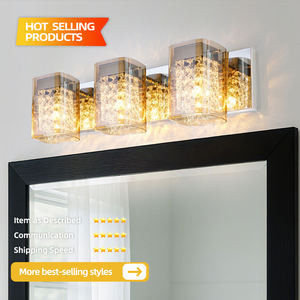 Lámpara de tocador LED moderna de 3 luces para interiores con pantallas de vidrio esmerilado, iluminación regulable para baño - Product Image 3