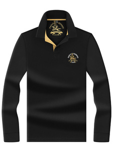 Nueva Camiseta de Manga Larga para Hombre <span class=keywords><strong>Paul</strong></span>, de Algodón Mercerizado, Transpirable, que Absorbe la Humedad, con Logotipo Frontal Juvenil para Negocios - Product Image 4