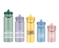 Bouteille d'eau de sport en Tritan sans BPA avec logo personnalisé, anti-fuite, portable, pour le camping en plein air, la salle de sport, la remise en forme, avec paille