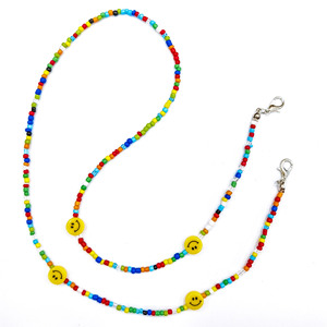 Cadena para mascarilla y gafas con cara sonriente colorida, de moda, con cuentas acrílicas y cierre metálico, para fiestas, Primavera 2026 - Product Image 3