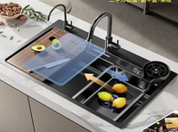 Évier de cuisine moderne carré multifonctionnel en acier inoxydable avec égouttoir et bac à légumes