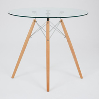 Meuble de salle à manger moderne en bois, table de salon moderne en bois, table à thé, table basse ronde en verre, bon marché