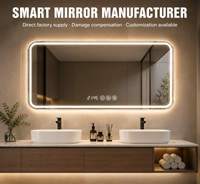 Miroir intelligent de salle de bain avec rangement, éclairage LED, anti-buée, commande tactile, miroir mural avec armoire