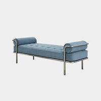 Banc long moderne et minimaliste en velours vert olive, tabouret de fin de lit en acier inoxydable, meuble de chambre à coucher pour la maison