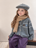 Cardigan en tricot pour enfants, col rond, boutons sur le devant, manches longues, motif floral, pour garçons et filles, vêtements d'extérieur chauds pour l'automne et l'hiver, 90-160cm