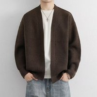 V-Ausschnitt Einfarbiger Regulärer Ärmel Cardigan Mantel Gestrickter Pullover Herren Old Money Style Business High-End Winter 100% Polyester