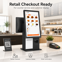Terminal de point de vente à double écran avec écran principal portrait de 15,6 pouces et écran client paysage pour la confirmation des commandes dans les restaurants