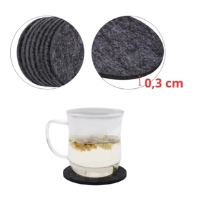 Felt <b>Coasters</b> Set Of 20 Grey Non Slip Waterproof Table Protection Round <b>Drink</b> Mats - Product Image 3