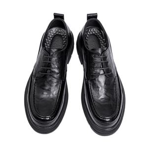 Chaussures décontractées pour hommes en caoutchouc respirant et léger, idéales pour le bureau, les occasions professionnelles et les activités de plein air, noires, à lacets, pour la marche et les tenues habillées. - Product Image 1