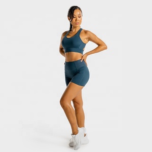 Shorts de sport pour femme, taille mi-haute, effet ventre plat, pour fitness, yoga, course à pied, cyclisme, gym, avec poches, séchage rapide, respirant, en tissu à mémoire de forme - Product Image 4