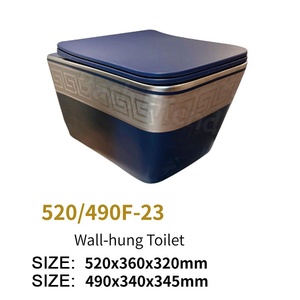 Inodoro <span class=keywords><strong>de</strong></span> Lujo Cuadrado con Acabado Dorado, Montado en la Pared, con <span class=keywords><strong>Cisterna</strong></span> Empotrada, Sanitario Suspendido para Baño - Product Image 6