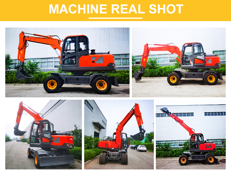 China factory 60 75 Mini Digger Wheeled Excavators Hydraulic Wheel Excavator