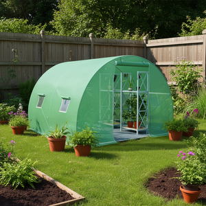 Invernadero Green Garden de tamaño mediano con estructura de acero galvanizado y malla de polietileno para uso durante todo el año - Product Image 2
