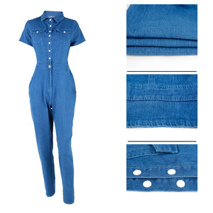 Overol de Mezclilla Vintage de Cintura Alta para Mujer, Mono Ajustado Informal con Botones, Estilo Lápiz, Tejido de Lona - Product Image 5