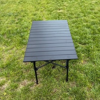 Table de pique-nique pliante rectangulaire en acier moderne avec logo personnalisé, portable pour jardin, barbecue et extérieur