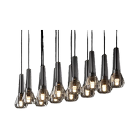 Yihao Fontenay Contemporain Linéaire En Laiton Suspension Lampe Hauteur Réglable E12 Ampoule Base 3000K 4000K pour Ovale Pendentif Lustre
