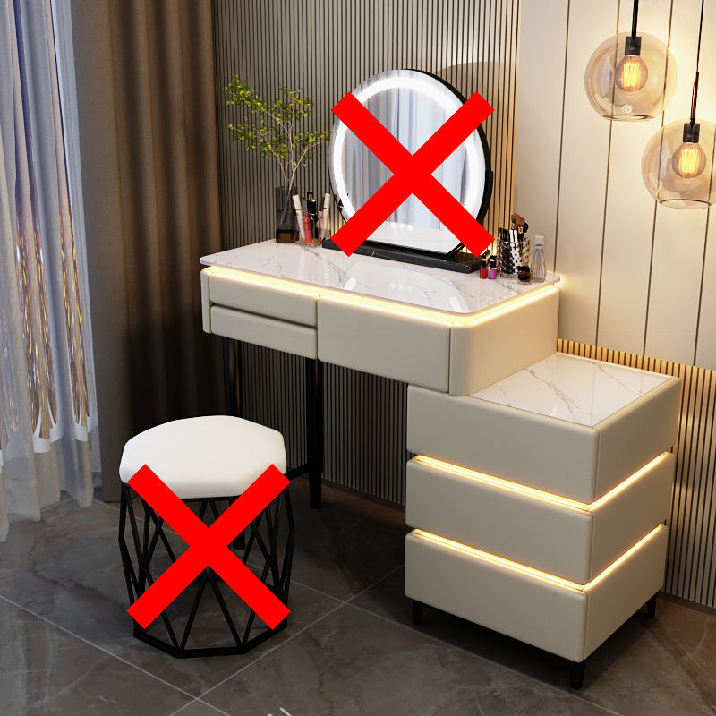 80cm khaki table and cabinet [no mirror, no stool]