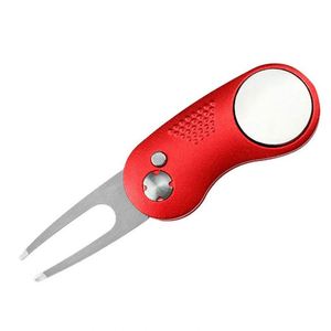 Outil de réparation de divots en aluminium avec logo, type couteau à lame escamotable, fourche à gazon avec marqueur de balle de golf détachable, cadeaux promotionnels personnalisés - Product Image 6