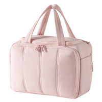 Sac de voyage cosmétique grande capacité, multi-compartiments, organiseur de maquillage matelassé, trousse de toilette portable avec porte-pinceaux