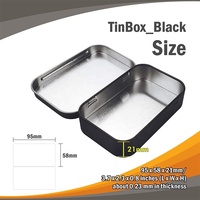 Boîtes à couvercle à charnière avec impression personnalisée, petite boîte rectangulaire noire en fer blanc avec couvercle rabattable pour ranger bijoux/colliers/boucles d'oreilles