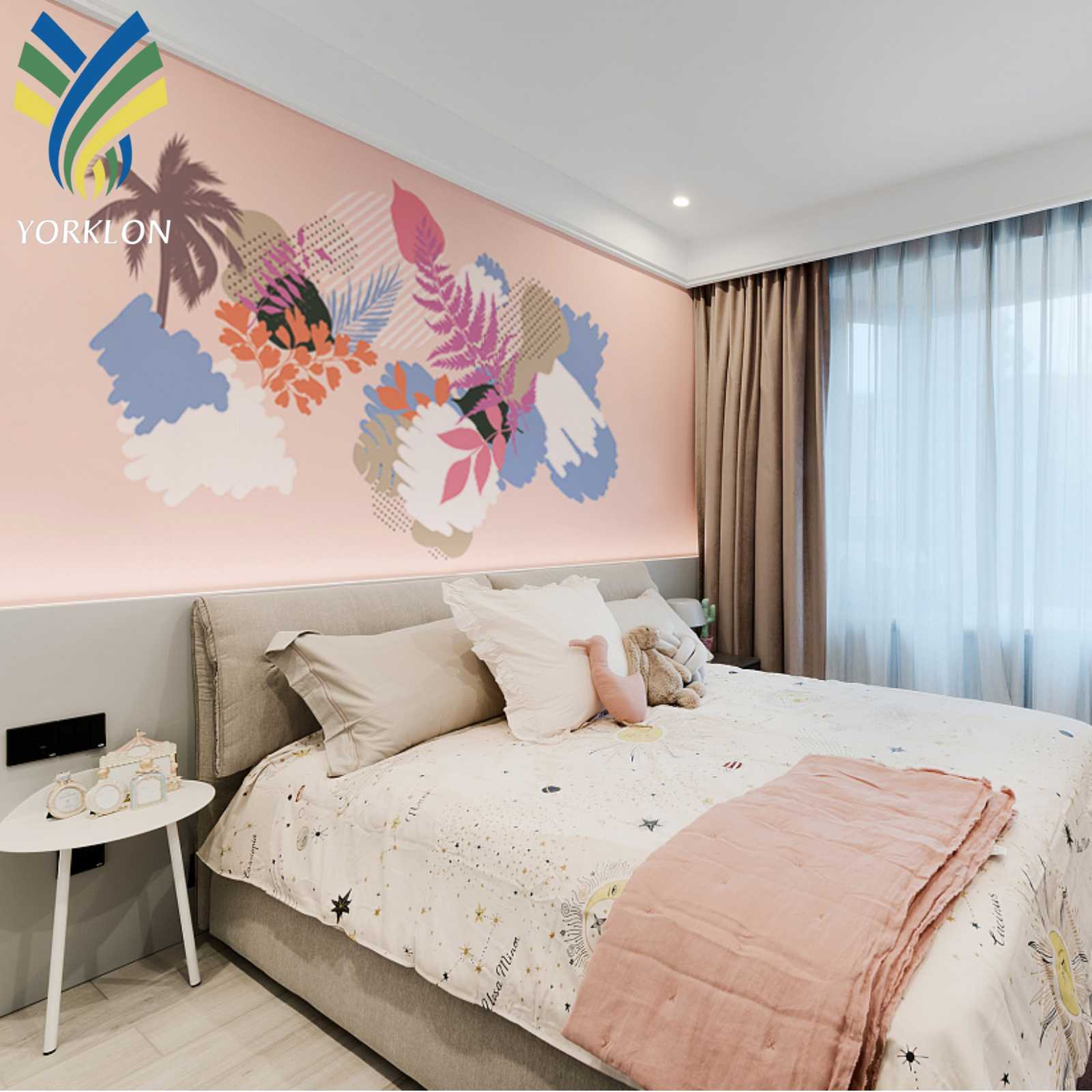 3D Kids Children Room Wall Paper Flower Botanical Graffiti Palm Tree Cartoon Mural Wallpaper