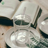 Couvercle en dôme transparent tasse en verre lait en vrac 16oz verres café tasse en verre transparent tasse de voyage