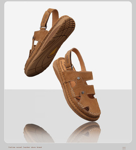 Sandalias Gongyang para Hombre, de Cuero Genuino, Punta Cerrada, para Exteriores, Transpirables, con Suela de Goma Antideslizante, para Otoño, Playa, Casuales - Product Image 6