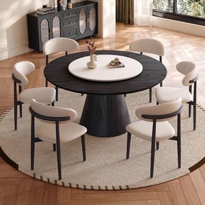 Luxury Modern <strong>Round</strong> Solid <strong>Wood</strong> Marble Dining <strong>Tables</strong> and Chairs Set ,4, 6, 8 Seaters,revolving Restaurant Furniture Designs - Product Image 4