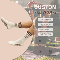 Chaussettes de yoga et de Pilates personnalisées en gros avec logo, semelle antidérapante en silicone, chaussettes en coton mi-mollet pour adultes, été, fitness (avec revers/embout)