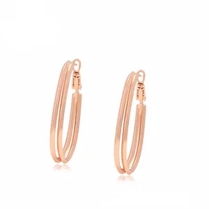 A00855787 Xuping Sieraden Mode Elegante Prachtige Kleine Rose Gold Dubbele Ring Ontwerp Geavanceerde Oor Clip Oorbellen