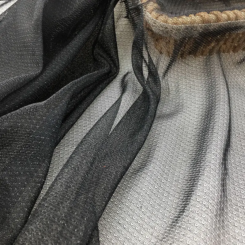 100% Polyester microfiber material knit moonlight black mesh polyester Glitter tulle fabric