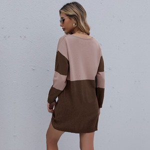 Estación independiente de punto de lujo de las mujeres suéter vestido de Otoño de manga larga suéter vestido de punto - Product Image 6