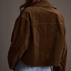 Chaquetas de Pana para Mujer a la Moda en Color Chocolate, Cálidas para Invierno con Relleno de Algodón - Product Image 3