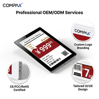 Etiqueta de Precio Digital COMPAX OEM ODM Personalizada de 9.7 Pulgadas, 4 Colores, Bluetooth, E-Ink, ESL, IP65, para Interiores, con Batería de Larga Duración Integrada